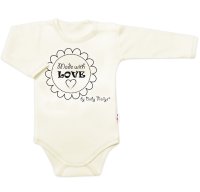 Baby Nellys Body dlouhý rukáv Made with love,  ecru vel.  68