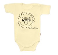 Baby Nellys Body krátký rukáv Made with love,  žluté