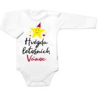 Baby Nellys Body dlouhý rukáv Hvězda letošních Vánoc,  bílé vel.  62