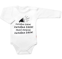Baby Nellys Body dlouhý rukáv Zkouška sirén,  bílé vel.  80