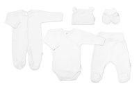 Baby Nellys Praktická 5-dílná žebrovaná soupravička do porodnice BOY, bílá vel.  68