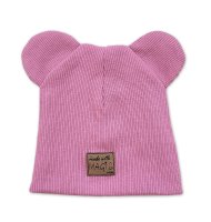 Kazum Dvouvrstvá žebrovaná čepička s oušky Magic - růžová vel.  68/74