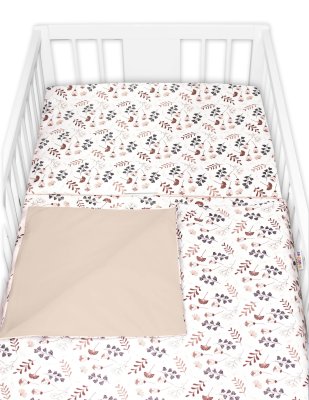 Baby Nellys Povlečení do postýlky, 2D sada bavlna - Louka,  béžová/hnědá