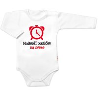 Baby Nellys Body dlouhý rukáv Najlepší budíček na svete,  bílé vel.  80
