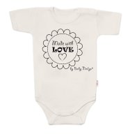 Baby Nellys Body krátký rukáv Made with love,  béžové vel.  62