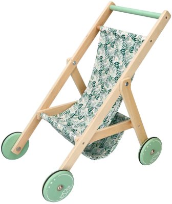 Adam Toys Lehký dřevěný kočárek pro panenky - zelený