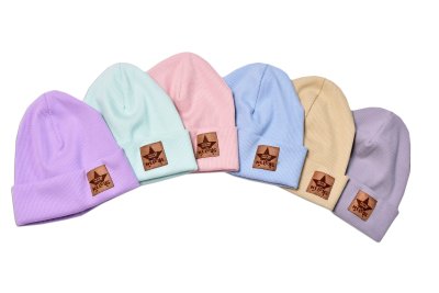 Baby Nellys Žebrovaná dvouvrstvá čepice s lemem - béžová