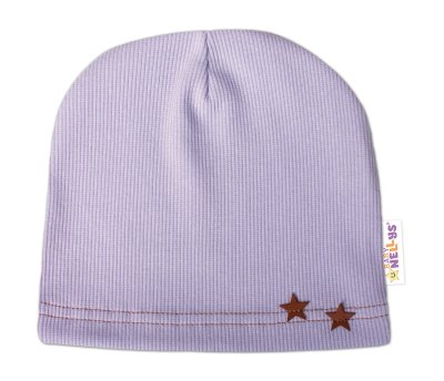 Baby Nellys Žebrovaná čepice Hvězdičky - lila vel.  80/86