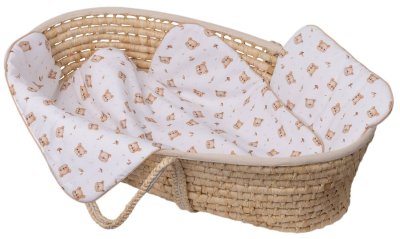 Baby Nellys Sada do kočárku, bavlněná 2D sada, Bear, bílá/hnědá