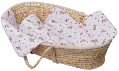 Baby Nellys Sada do kočárku, bavlněná 2D sada, Little flowers, bílá/růžová