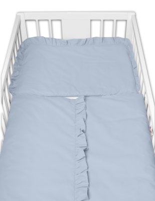 Baby Nellys 2-dílné bavlněné povlečení s volánkem SOFT,  jeans, modrá