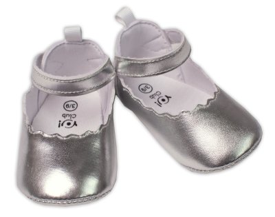 YO ! Kojenecké capáčky, balerínky na suchý zip, stříbrné vel. 9-15 m