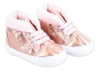 YO ! Kojenecké capačky/botičky - růžové,zlaté vel. 6/12m