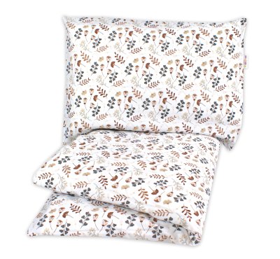 Baby Nellys Bavlněné povlečení, 2D 140x200/70x80 - Louka,  béžová/hnědá