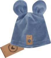 Z&Z Velurová, semišková čepička s oušky, modrá, 80/86