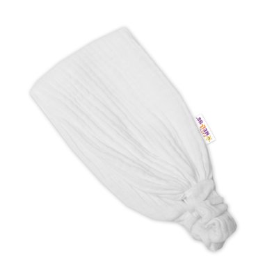 Baby Nellys Lehká mušelínová čelenka Bandana, bílá vel.  104/110