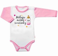 Baby Nellys Body dl. rukáv s vtip. textem   Miluju noční svačinky vel.  86, holka