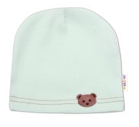 Baby Nellys Žebrovaná čepice Medvídek - mátová