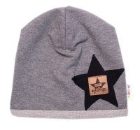 Baby Nellys Dětská čepice bavlna, Baby Star,  šedá vel.  104/134