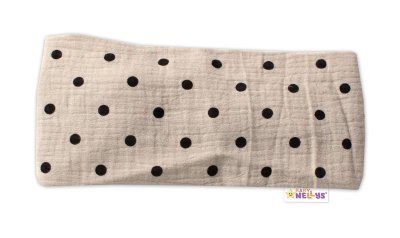 Baby Nellys Letní čelenka, bandana, mušelín, Puntík, cappuccino vel.  104/110