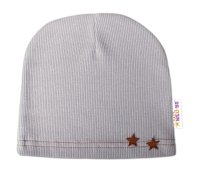 Baby Nellys Žebrovaná čepice Hvězdičky - šedá