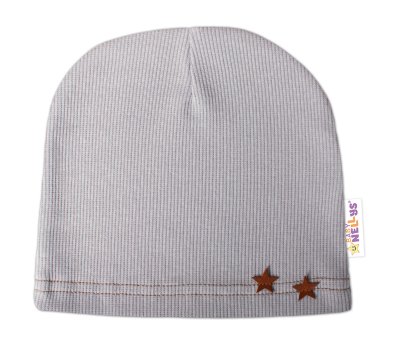 Baby Nellys Žebrovaná čepice Hvězdičky - šedá