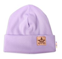 Baby Nellys Žebrovaná dvouvrstvá čepice s lemem - lila