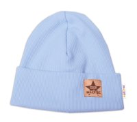 Baby Nellys Žebrovaná dvouvrstvá čepice s lemem - sv. modrá vel.  92/98