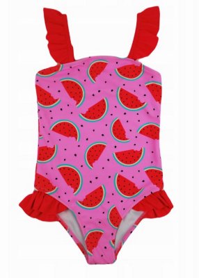 Noviti Dívčí jednodílné plavky s volánky -  Meloun, růžové vel.  116/122