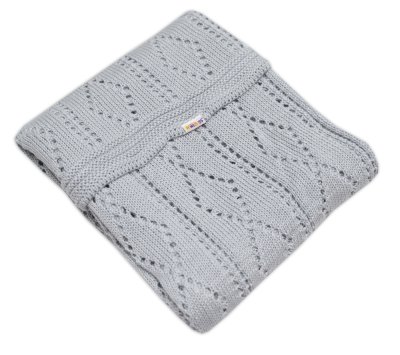 Baby Nellys Háčkovaná sada dečka s čepičkou - šedá