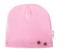 Baby Nellys Žebrovaná čepice Hvězdičky - růžová