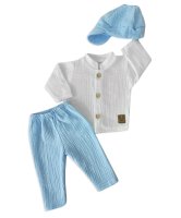 Z&Z Elegantní mušelínová 3D sada - košile, kalhoty + čepice, 3D sada vel.  62