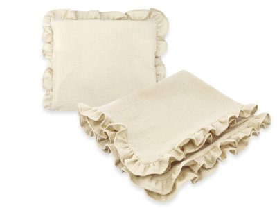 Baby Nellys Luxusní 2D sada Nature - polštářek a deka s volánkem - béžová