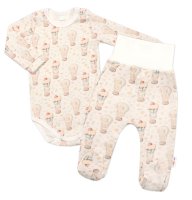 Baby Nellys 2-dílná sada body zap. u krku + polodupačky, , Sweet Candy - krémová