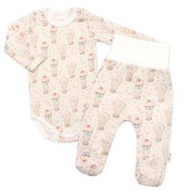 Baby Nellys 2-dílná sada body zap. u krku + polodupačky, , Sweet Candy - krémová