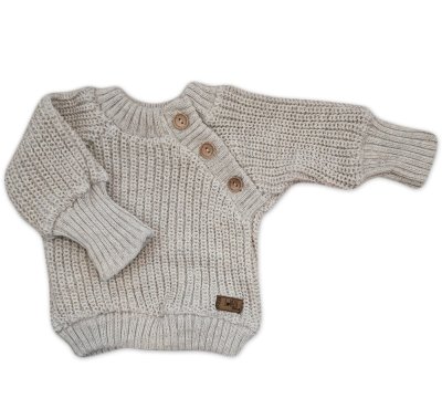 Kazum Pletený svetřík pro miminko s knoflíčky Lovely, prodloužené náplety