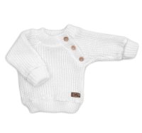 Kazum Pletený svetřík pro miminko s knoflíčky Lovely, prodloužené náplety, bílý, 68/74