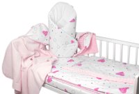 Baby Nellys Výhodná sada do postýlky 6D, I love Girl, 135x100cm, bílá/růžová