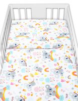 Baby Nellys 3-dílná sada Mantinel s povlečením - Koala a duha, bílá,135x100 cm
