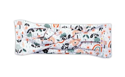 Baby Nellys Hand Made Dvouvrstvá proplétaná čelenka Palouček, smetanová, 92/98