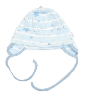 Baby Nellys Čepička pro miminko na zavazování, bavlna, Baby Stars, pastel blue, vel. 74/80 vel.  74/80