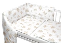 Baby Nellys Sada do postýlky Mantinel s povlečením, 3D sada - Malý Medvídek, bílá/béžová
