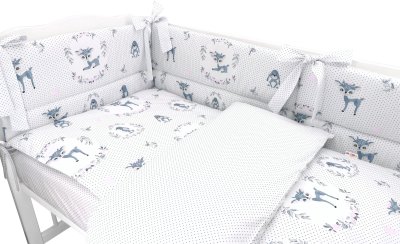 Baby Nellys 3-dílná sada Mantinel s povlečením, Koloušek, tečky, tm. máta, 135x100 cm