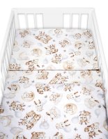 Baby Nellys Mantinel s povlečením do postýlky, 3D sada - Sny zvířátek, bílá/hnědá