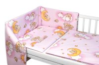 Baby Nellys Mantinel s povlečením Premium, , 3D sada, Medvídek na žebříku,růžový, 135x100cm