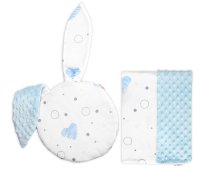 Baby Nellys Sada do kočárku s oušky 2D, minky/bavlna, I love Boy , modrá/bílá