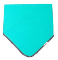 Baby Nellys Dětský bavlněný šátek na krk s mini bambulkami - mátový/šedý lem