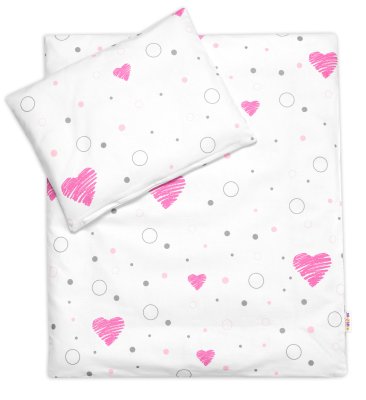 Baby Nellys Sada do kočárku s výplní, I love Girl , růžová/bílá