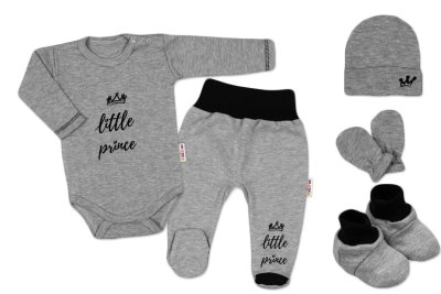 Baby Nellys 5D sada do porodnice Little Prince, 62 - šedá