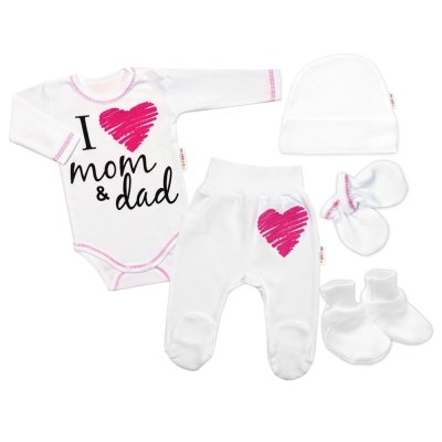 Baby Nellys 5D sada do porodnice I love mom & dad, holka